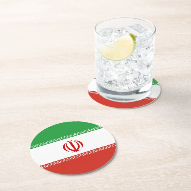 Iran flag round paper coaster (Insitu)