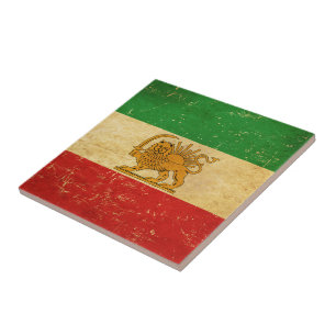 Iran Flag, Shah of Iran Flag Ceramic Tile
