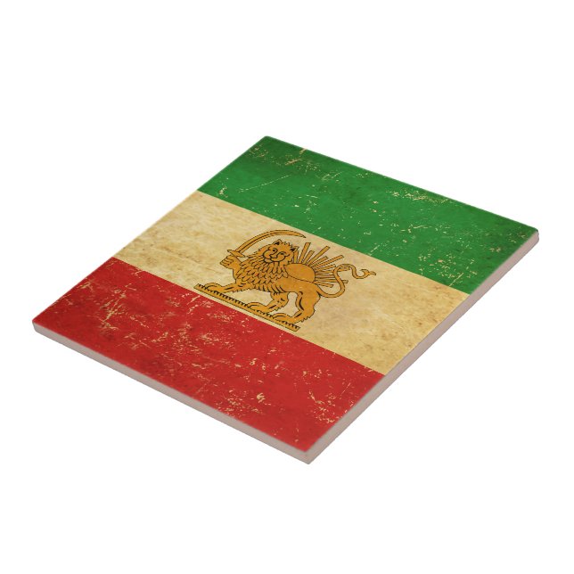 Iran Flag, Shah of Iran Flag Ceramic Tile (Side)