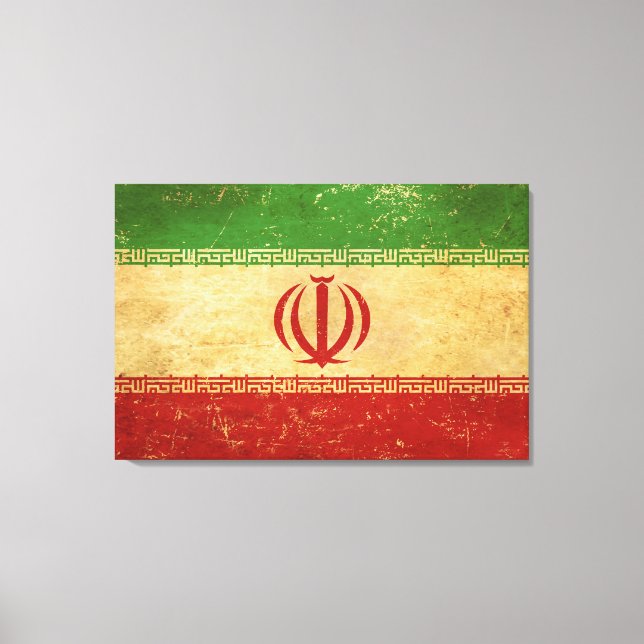 Iran Flag Vintage Design Canvas Print (Front)