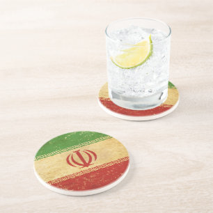 Iran Flag Vintage Design Coaster