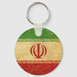 Iran Flag Vintage Design Keychain 