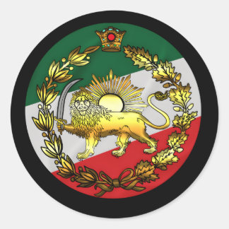 Iran Flag With Lion And Crown Classic Round Sticker