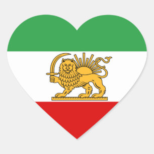 Iran Heart, Persian flag with Lion, Shah of Iran Heart Sticker