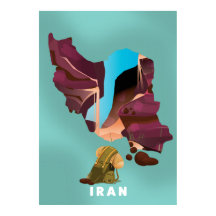 Iran illustrated travel poster print