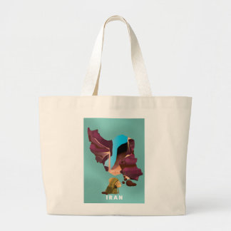 Iran illustrated travel poster print large tote bag