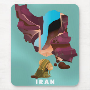 Iran illustrated travel poster print mouse mat
