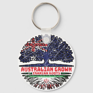 Iran Iranian Australian Australia Tree Roots Flag Key Ring