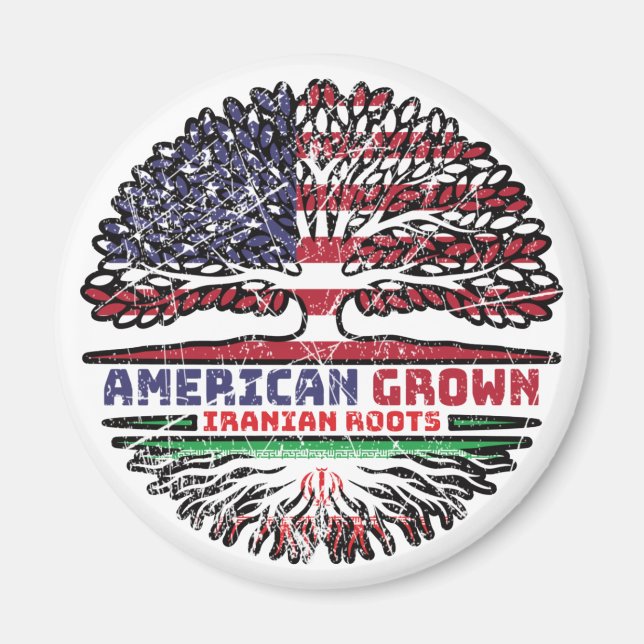 Iran Iranian US American USA United States Tree Magnet (Front)