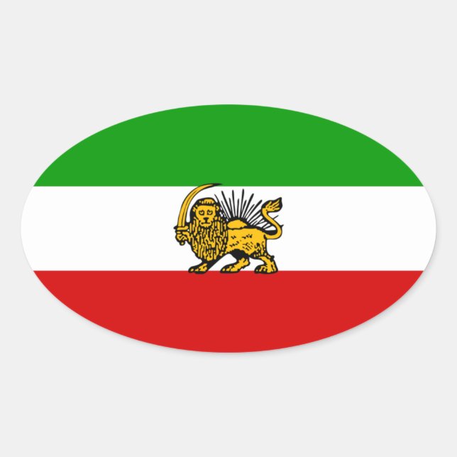 Iran Lion & Sun Flag Oval Sticker (Front)