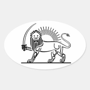 Iran Lion & Sun (Shir-O-Khorshid) Oval Sticker