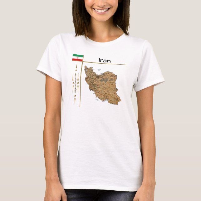 Iran Map + Flag + Title T-Shirt (Front)