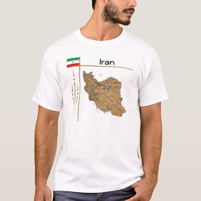 Iran Map + Flag + Title T-Shirt (Front)