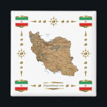 Iran Map   Flags Magnet<br><div class="desc">This design comprises a Iranian map within a border featuring the national flag.
The design works best on square magnets.
You may add your own text/graphics using the 'Customise it!' feature.





© 2010 FlagAndMap.
Map derived from images at: http://www.lib.utexas.edu/maps/</div>