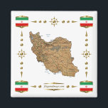 Iran Map   Flags Magnet<br><div class="desc">This design comprises a Iranian map within a border featuring the national flag.
The design works best on square magnets.
You may add your own text/graphics using the 'Customise it!' feature.





© 2010 FlagAndMap.
Map derived from images at: http://www.lib.utexas.edu/maps/</div>
