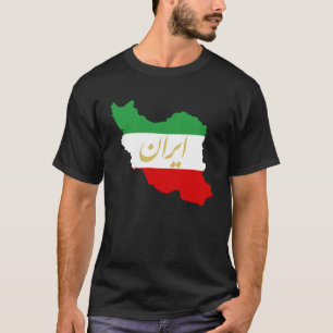 Iran Map in 3 Colours of Irish Flag I GreenWhiteRe T-Shirt