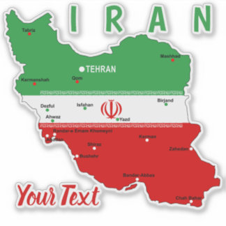 Iran Map with Flag and Emblem