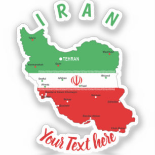 Iran Map with Flag and Emblem