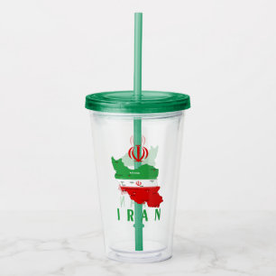 Iran Map with Flag and Emblem Acrylic Tumbler