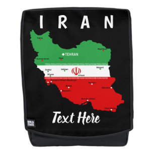 Iran Map with Flag and Emblem Backpack