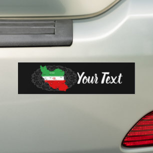 Iran Map with Flag and Emblem Bumper Sticker