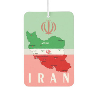Iran Map with Flag and Emblem Car Air Freshener