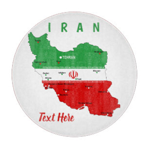 Iran Map with Flag and Emblem Cutting Board