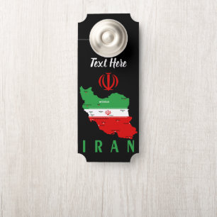 Iran Map with Flag and Emblem Door Hanger