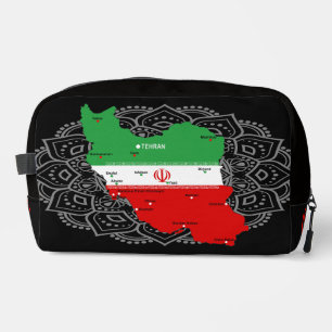 Iran Map with Flag and Emblem Dopp Kit
