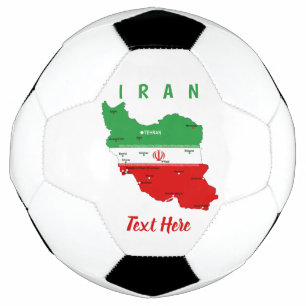 Iran Map with Flag and Emblem Football