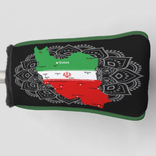 Iran Map with Flag and Emblem Golf Head Cover