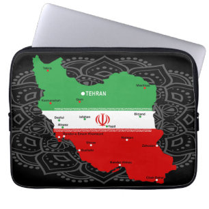 Iran Map with Flag and Emblem Laptop Sleeve