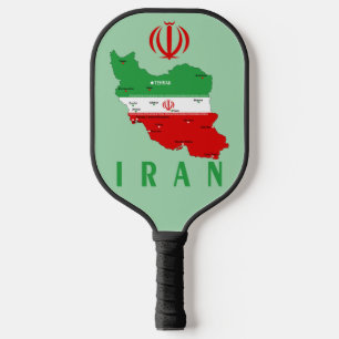 Iran Map with Flag and Emblem Pickleball Paddle