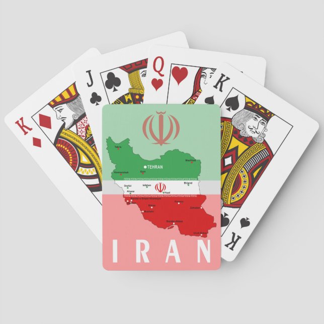 Iran Map with Flag and Emblem Playing Cards (Back)