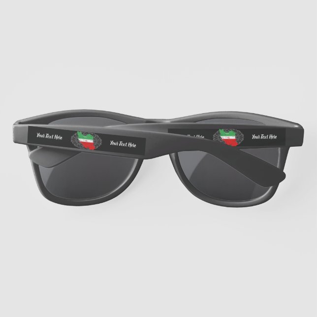 Iran Map with Flag and Emblem Sunglasses (Back)