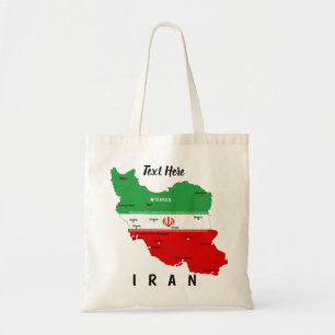 Iran Map with Flag and Emblem Tote Bag