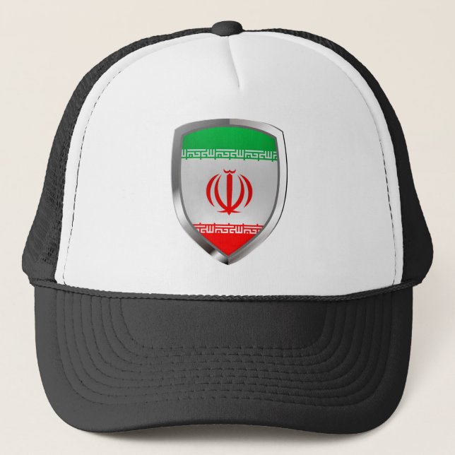 Iran Metallic Emblem Trucker Hat (Front)