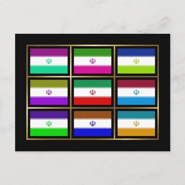 Iran Multihue Flags Postcard (Front)