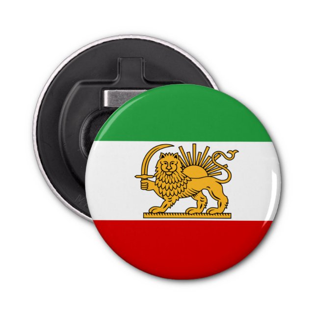 Iran, Persian flag with Lion, Shah of Iran Bottle Opener (Front)