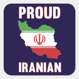 Iran Proud Iranian Flag Map Pride Square Sticker