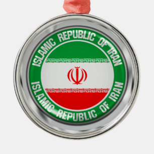 Iran Round Emblem Metal Tree Decoration