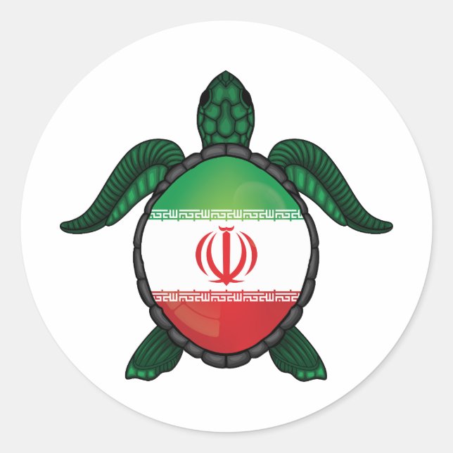 Iran sea turtle flag classic round sticker (Front)