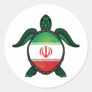 Iran sea turtle flag classic round sticker