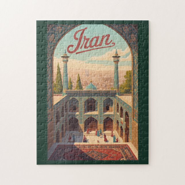 Iran Skyline Illustration Travel Art Vintage Jigsaw Puzzle (Vertical)