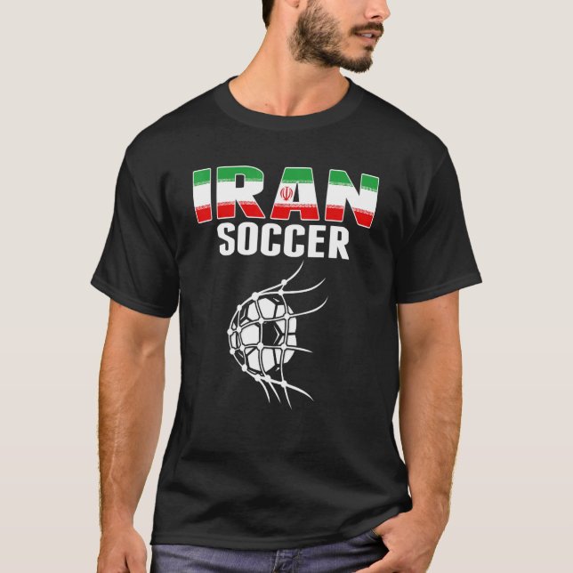 Iran Soccer Ball In Net Goal  Iranian Football Sup T-Shirt (Front)