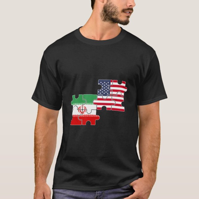 Iran Usa Flag American Iranian T-Shirt (Front)