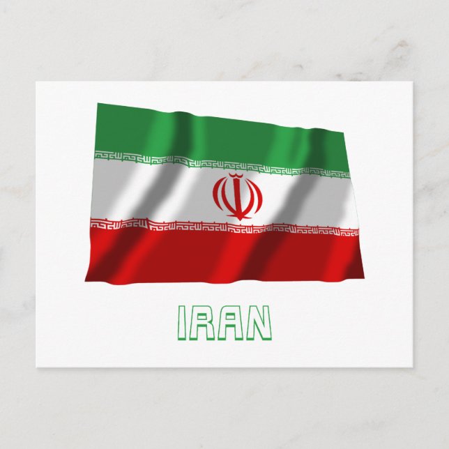 Iran Waving Flag with Name Postcard (Front)