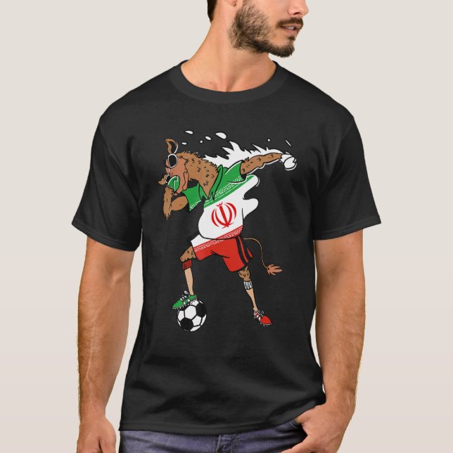 Iranian Camel Iran Flag Soccer Teheran Football Pl T-Shirt (Front)