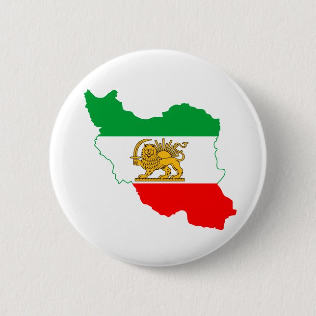 Iranian Flag Map with Lion Logo 6 Cm Round Badge (Front)