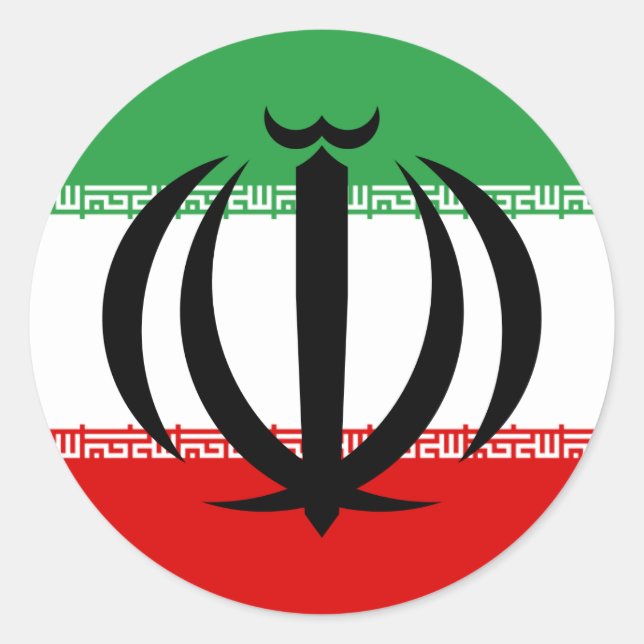 Iranian Flag & National Emblem, Flag of Iran Classic Round Sticker (Front)